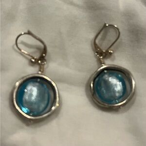 NWOT aqua  blue, original artisan dangle earrings